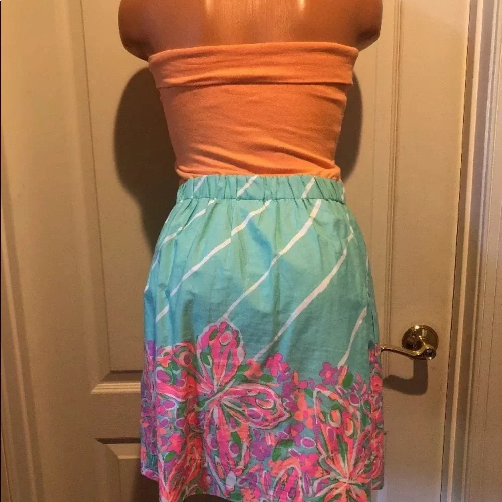 LILLY PULITZER Sun Dress Peach Turquoise XS EUC $150 - Picture 6 of 9